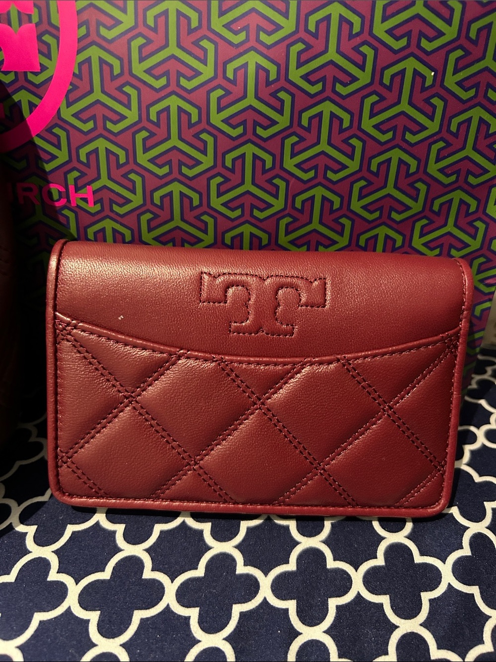 Tory Burch Quilted Leather Shoulder Bag and Wallet - Plum with Gold Hardware - Picture 4 of 7
